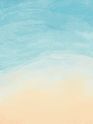 Abstraktes Strandmotiv in Blau und Beige.