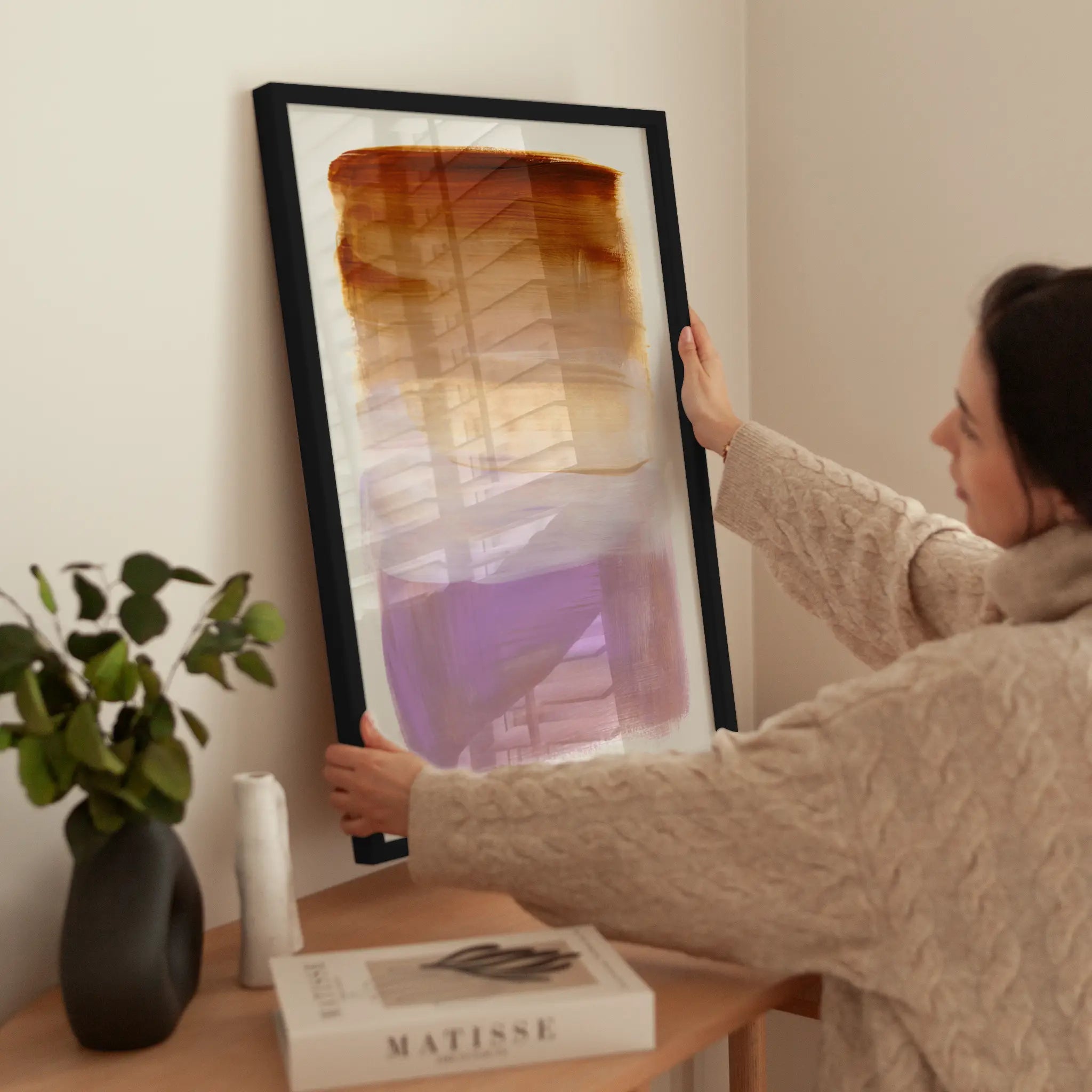 Abstract Color Strokes wird aufgehängt