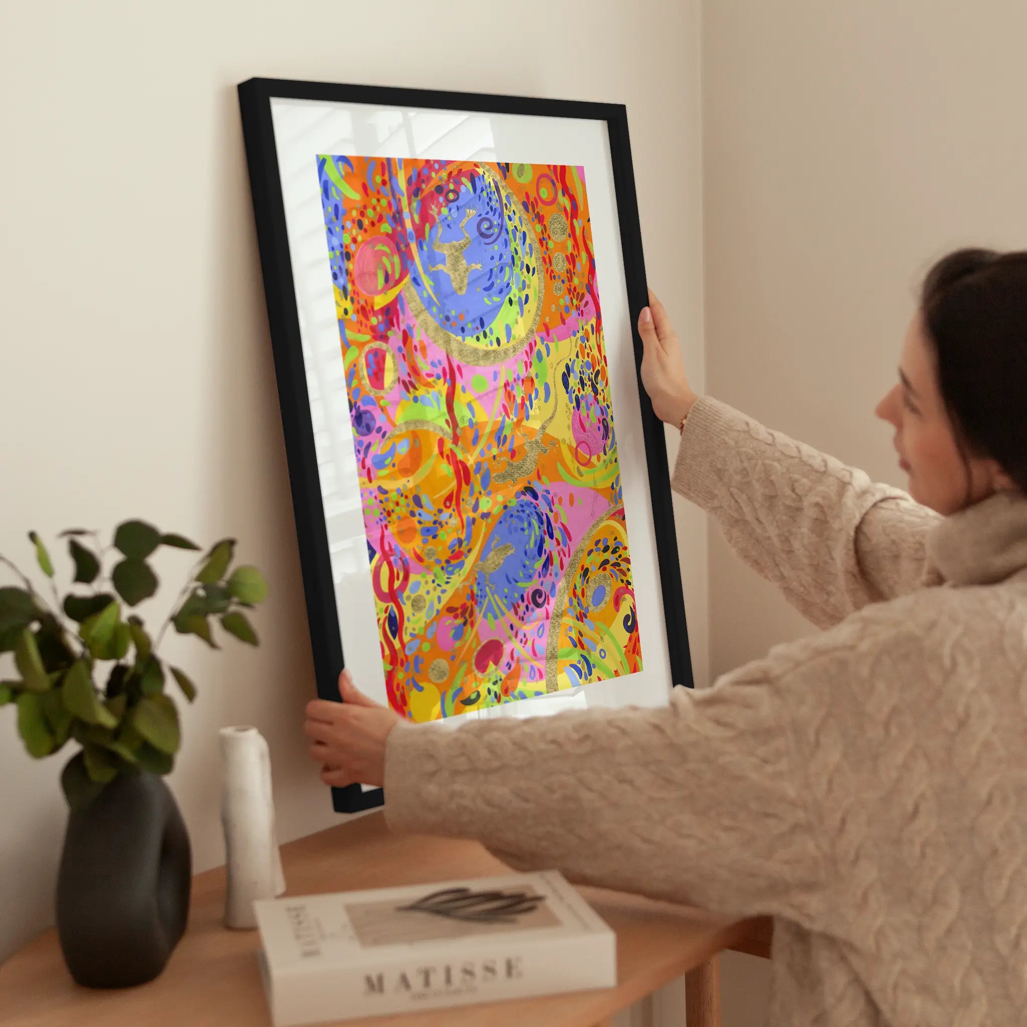 Abstract Colorful Painting No2 wird aufgehängt