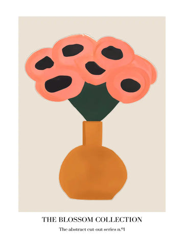 Antike Illustration floraler Motive mit bunten Blütenköpfen.