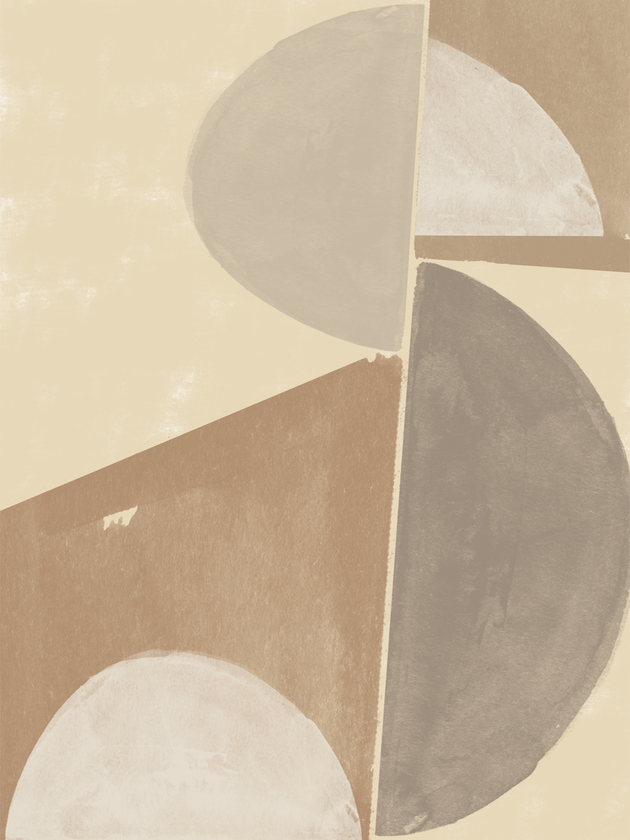 Abstrakte Illustration mit geometrischen Formen in Beige und Braun.