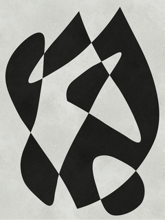 Abstrakte Grafik mit schwarzen Linien auf grauem Hintergrund.