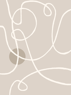Weiße Linien und ein grauer Kreis auf beigem Hintergrund.