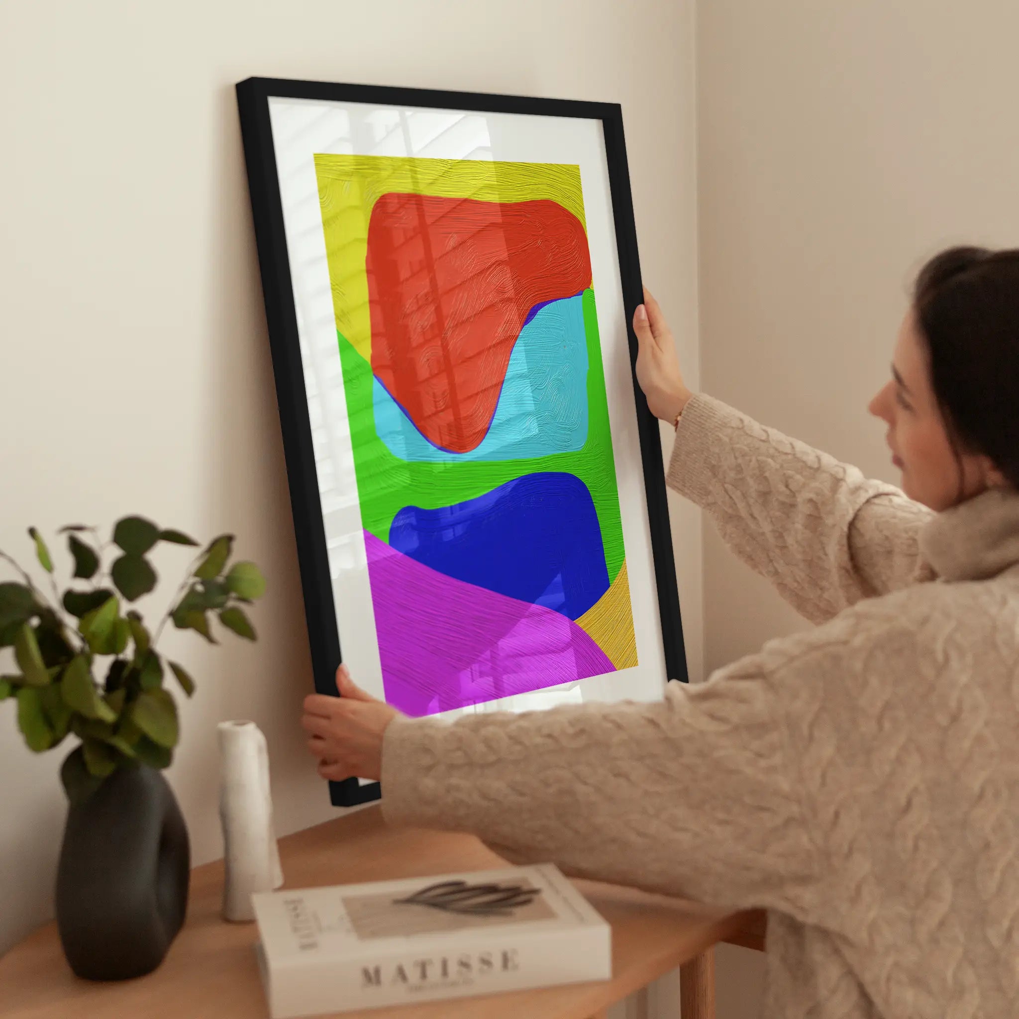 Abstract Mix of Colors wird aufgehängt