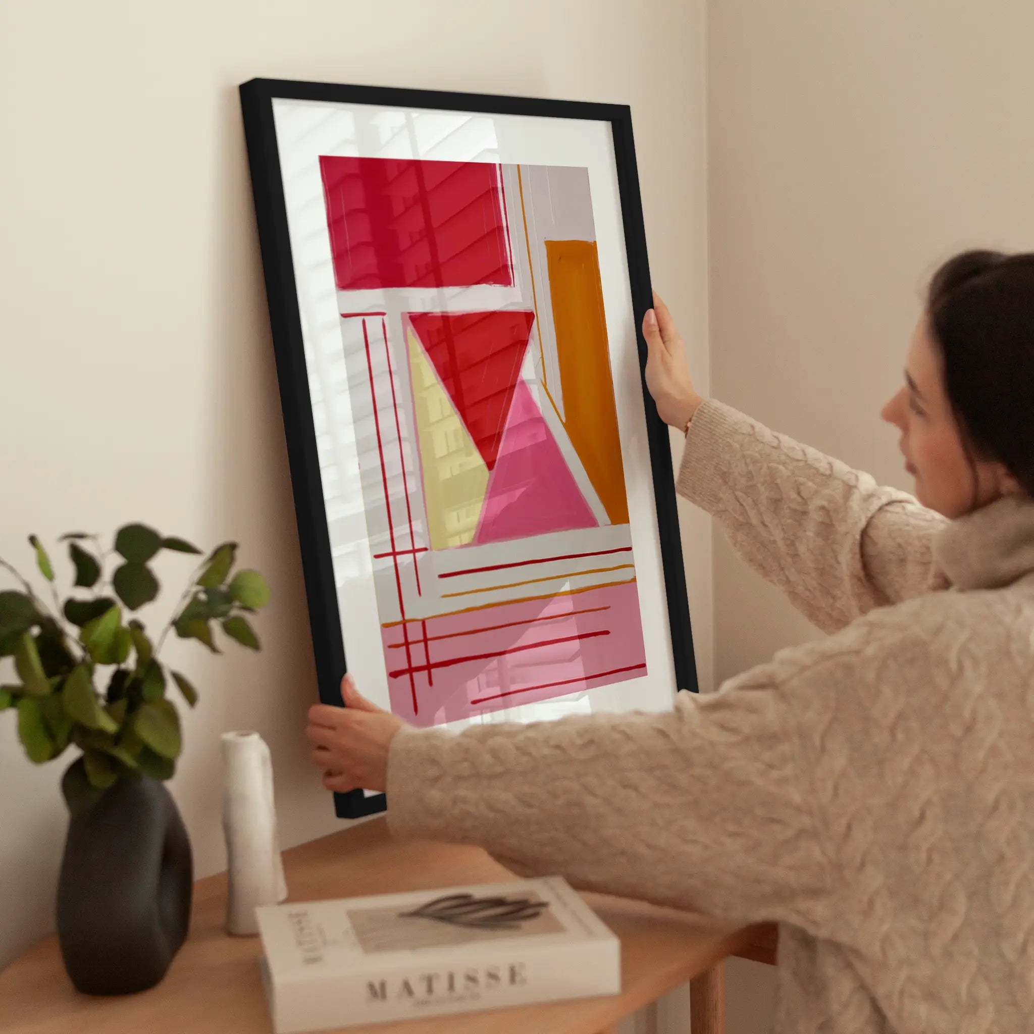 Abstract Oil Painting wird aufgehängt