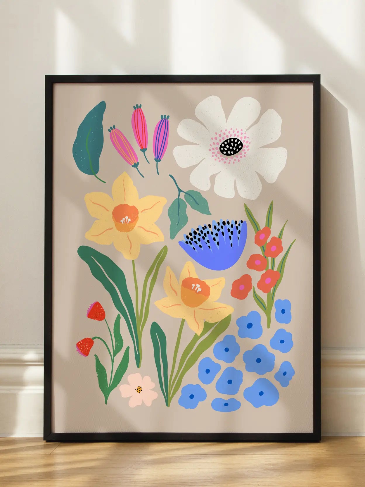 Abstract Spring Florals On Beige