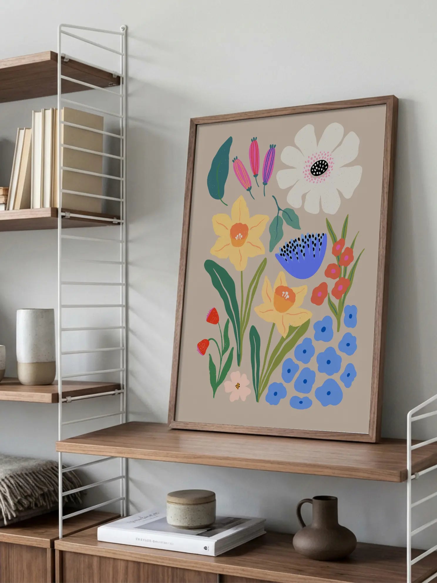 Abstract Spring Florals On Beige Poster