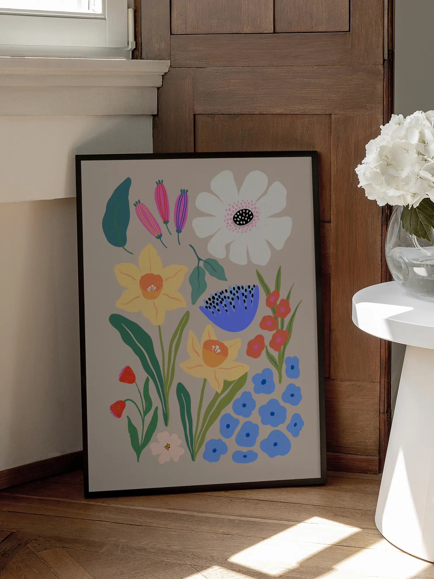 Abstract Spring Florals On Beige Poster