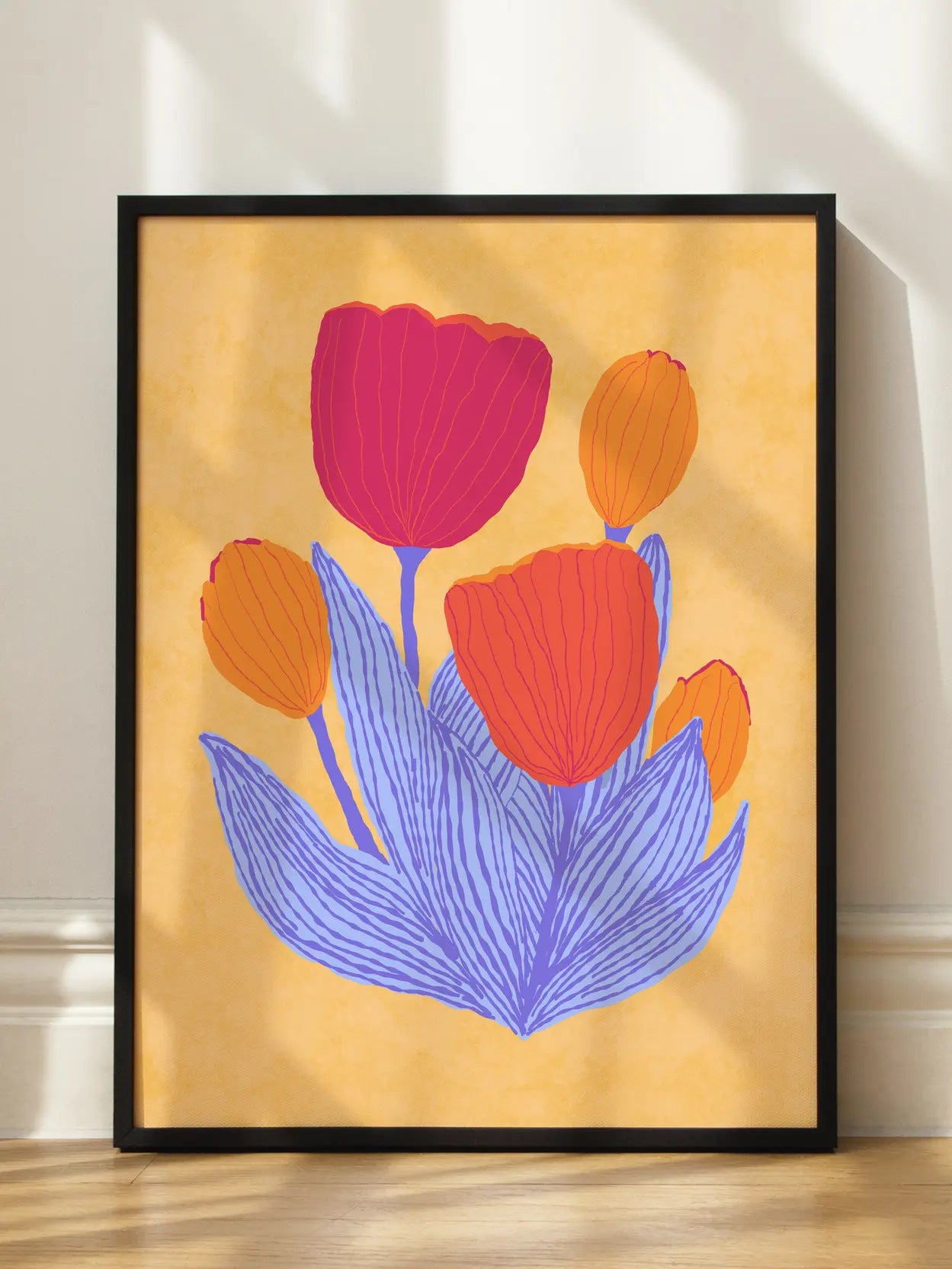 Abstract Tulips On Yellow