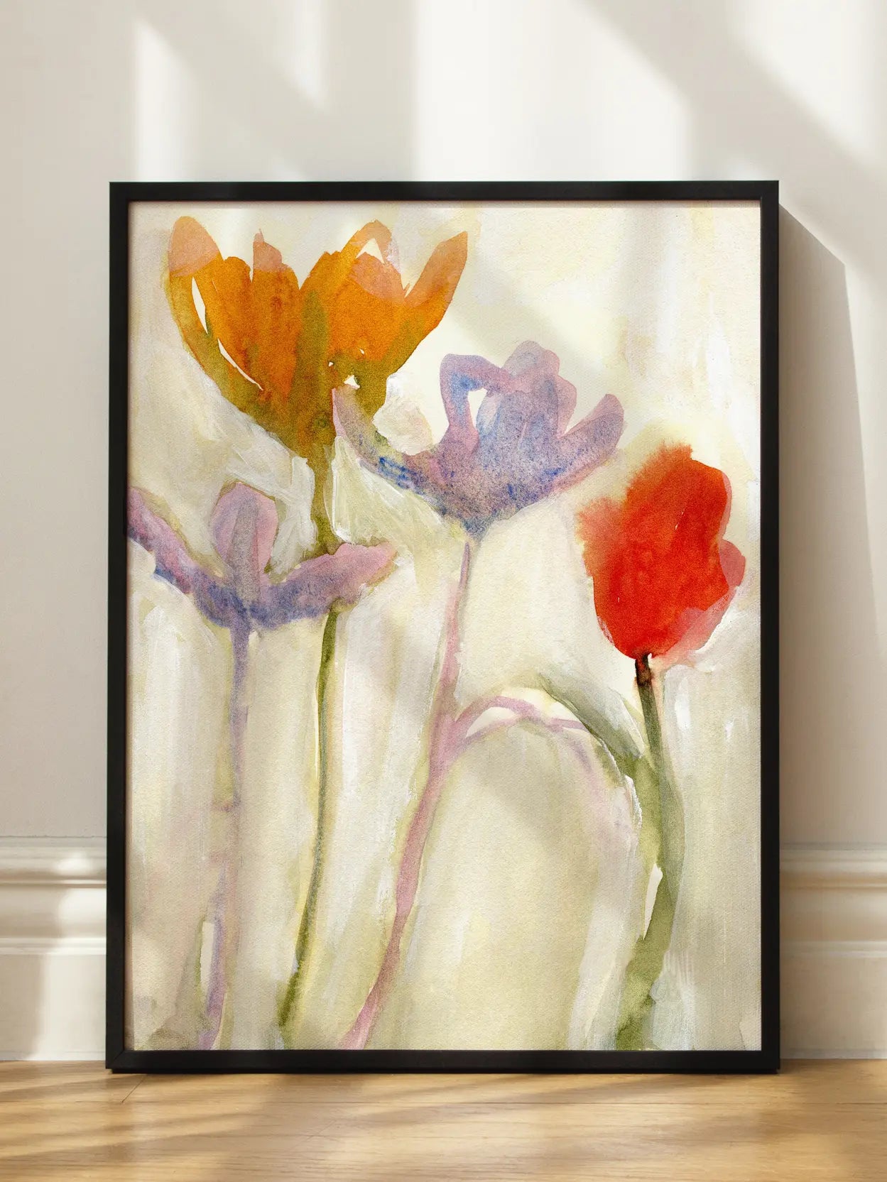 Abstract Watercolor Spring Tulips