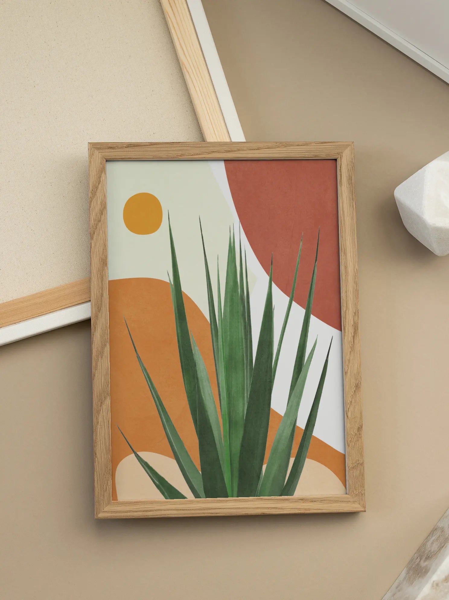 Agave Plant And Abstract Shapes Poster