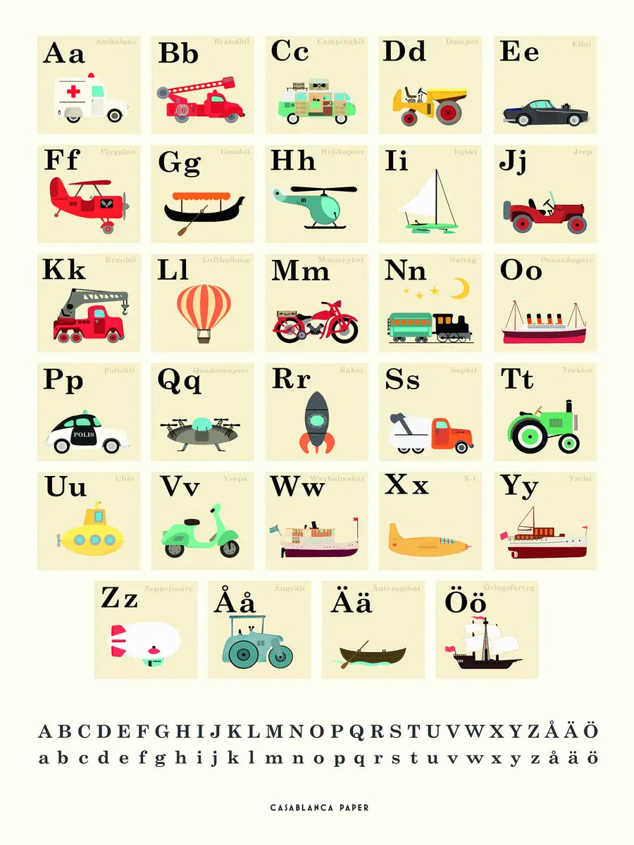 Alphabet Vehicles Poster