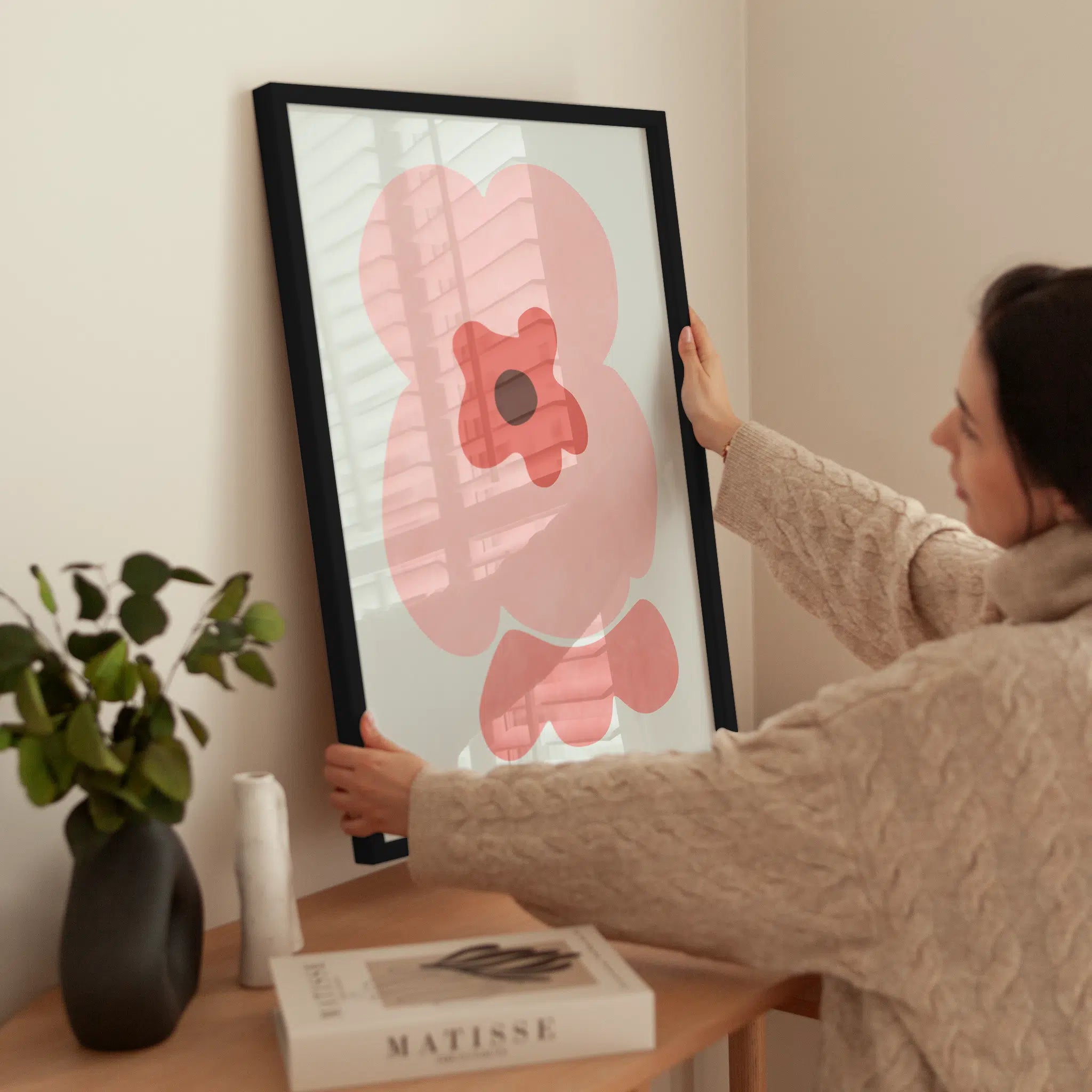 Art Flower wird aufgehängt