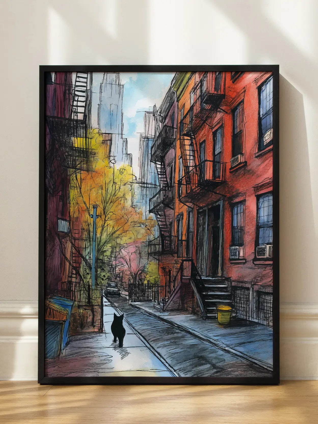 Autumn Cat Illustration Poster