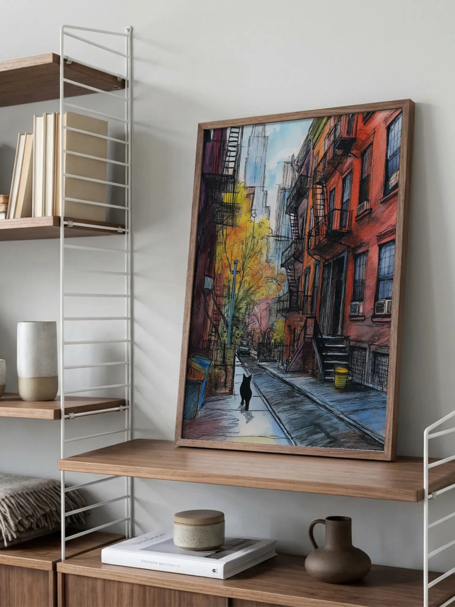 Autumn Cat Illustration Poster