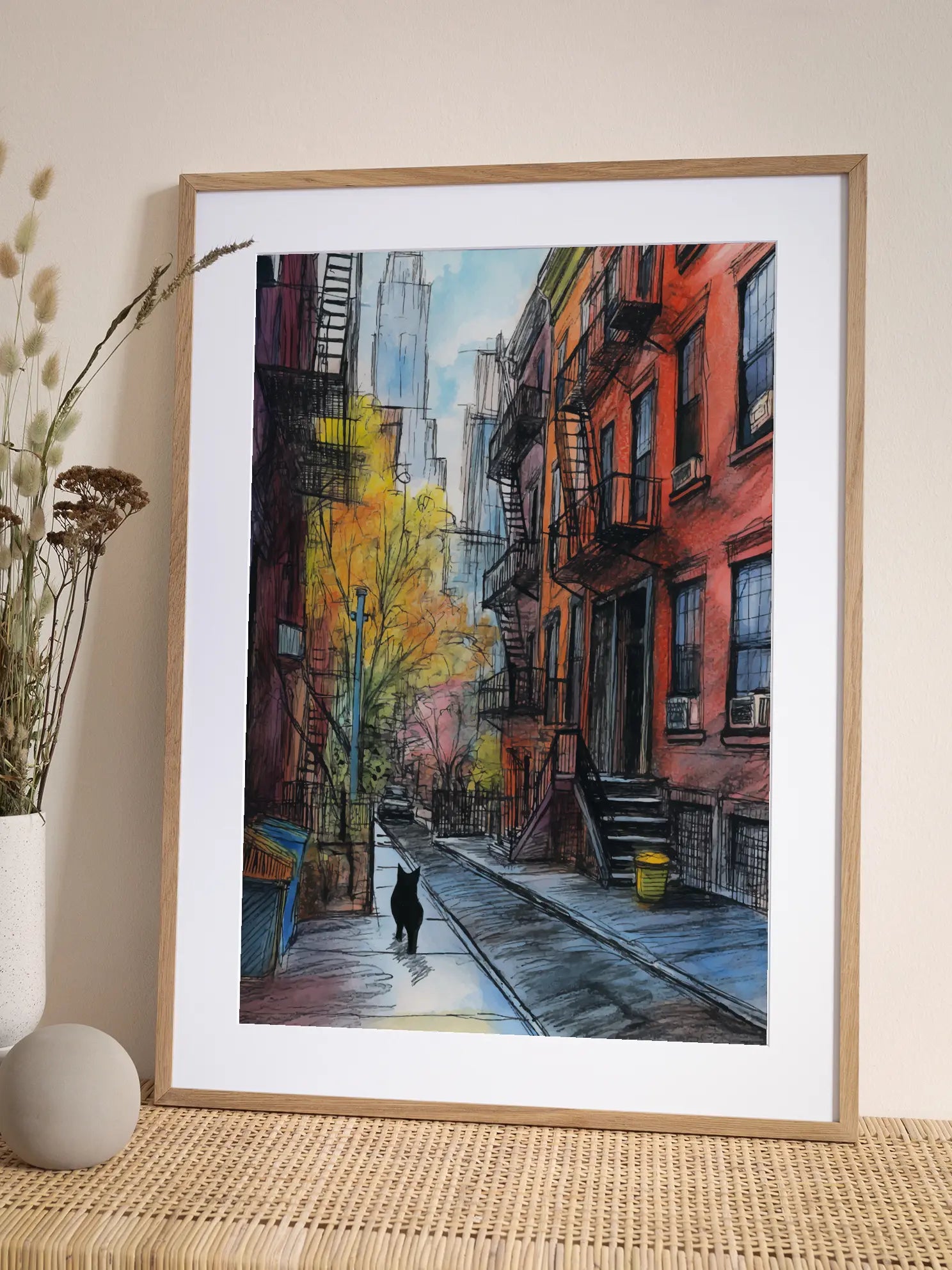 Autumn Cat Illustration Poster