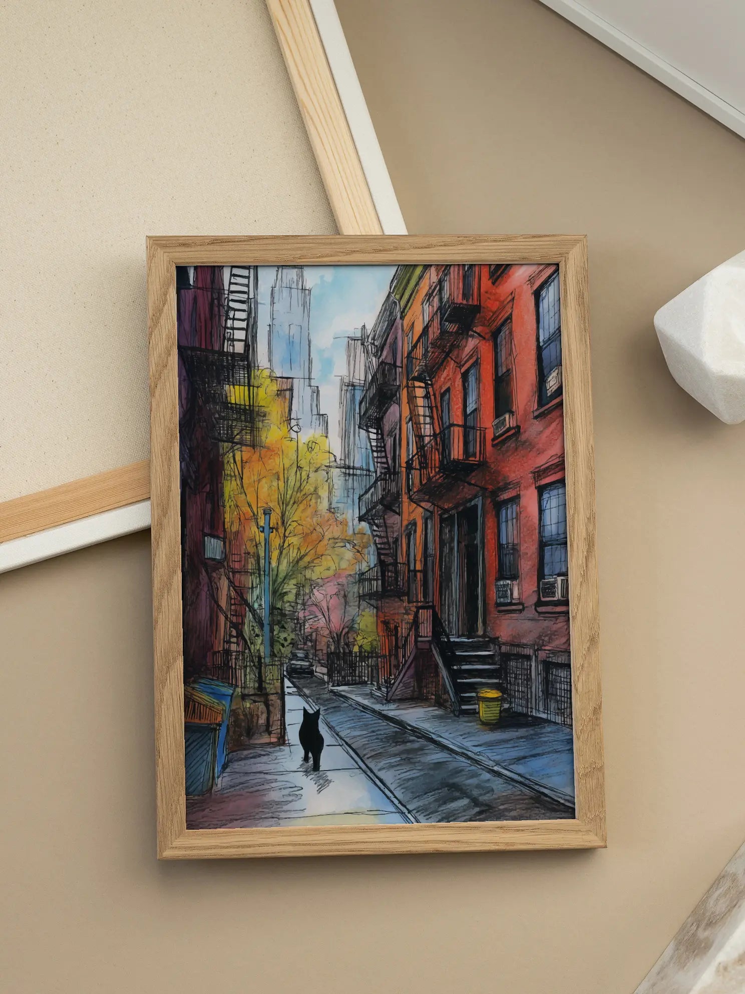 Autumn Cat Illustration Poster