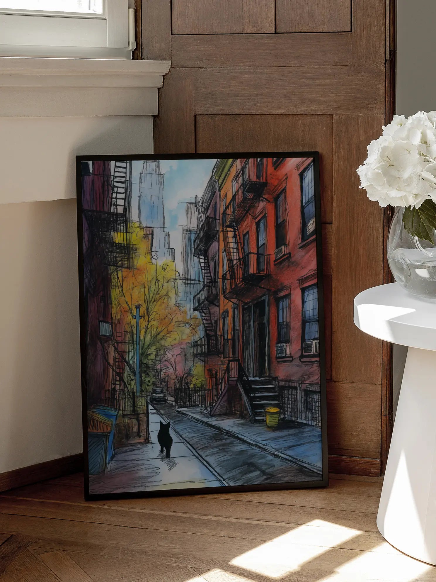 Autumn Cat Illustration Poster