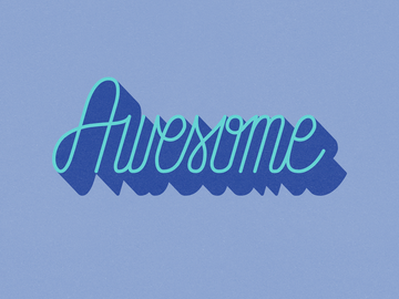 Textposter mit dem Wort „Awesome“ in Schattenschrift auf blauem Hintergrund.