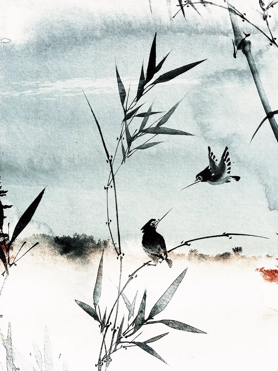 Bamboo and Birds Poster