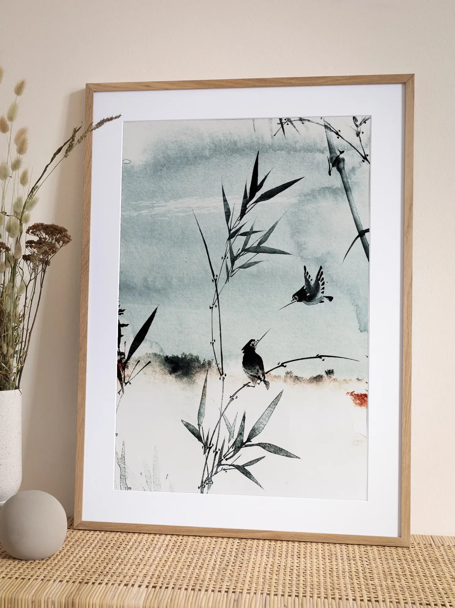 Bamboo and Birds Poster