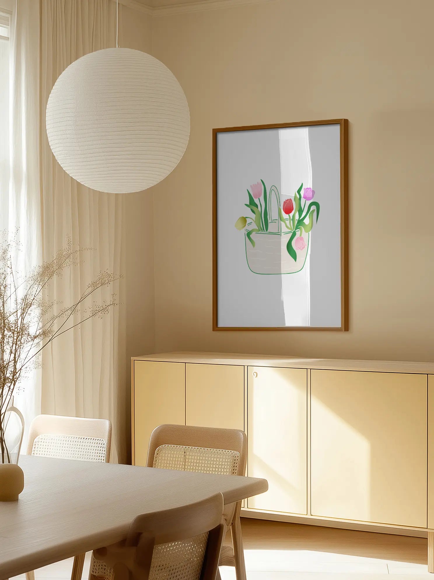 Basket Of Colorful Tulips Poster