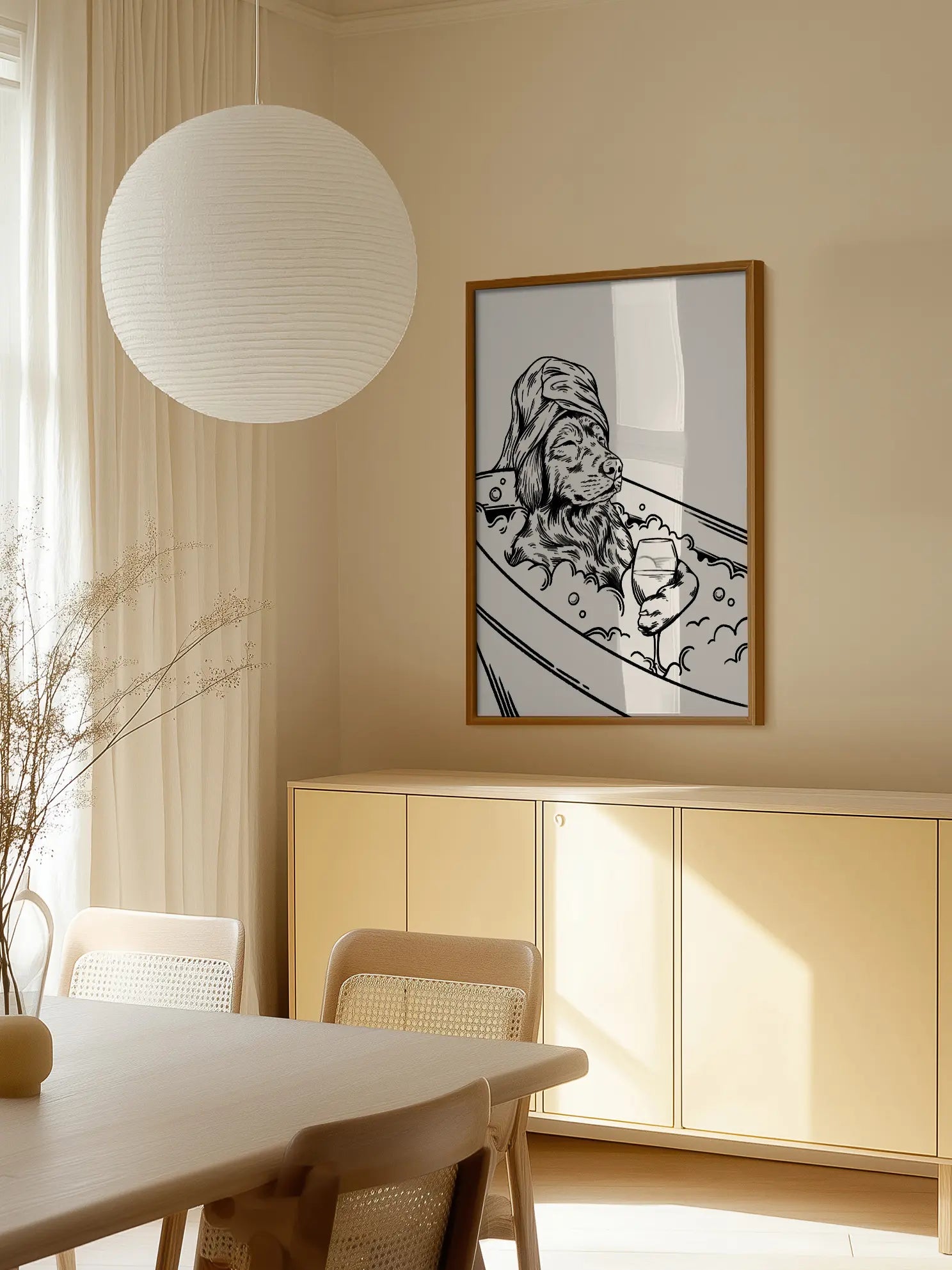 Bath Dog with Wine Poster