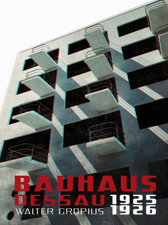 Grafisches Poster des Bauhaus-Gebäudes in Dessau, Deutschland.