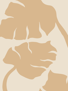 Illustration von abstrakten beigen Blumen auf hellbeigem Hintergrund.