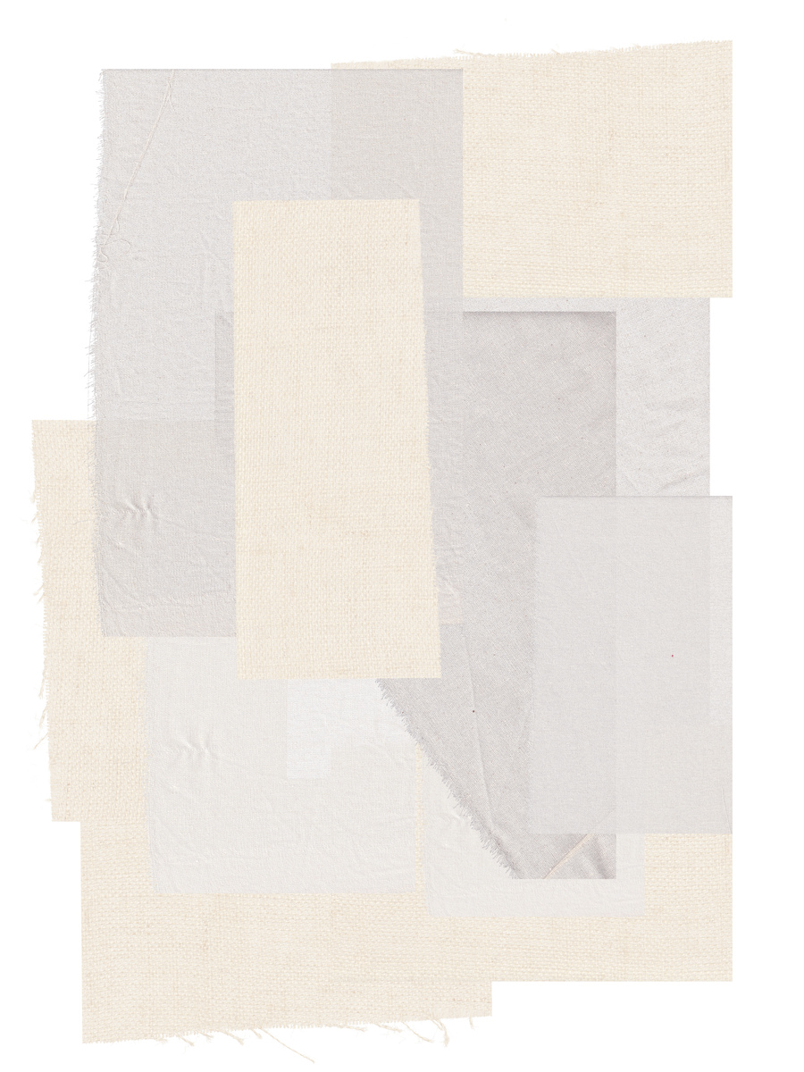 Collage aus beigen Stoffen in verschiedenen Texturen und Schattierungen.