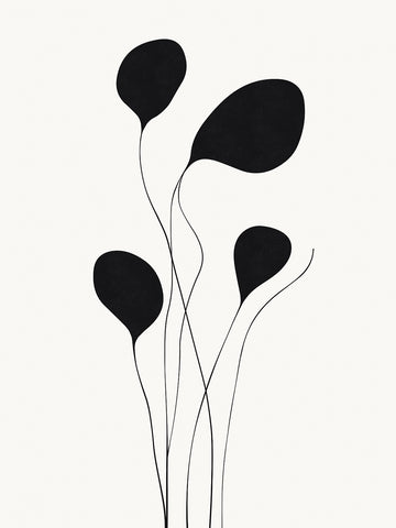 Grafische Illustration mit schwarzen Blättern auf einem hellgrauen Hintergrund.