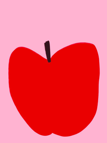 Ein roter Apfel auf einem hellrosa Hintergrund.