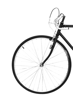 Schwarz-weißes Poster mit einem Fahrrad im Profil.