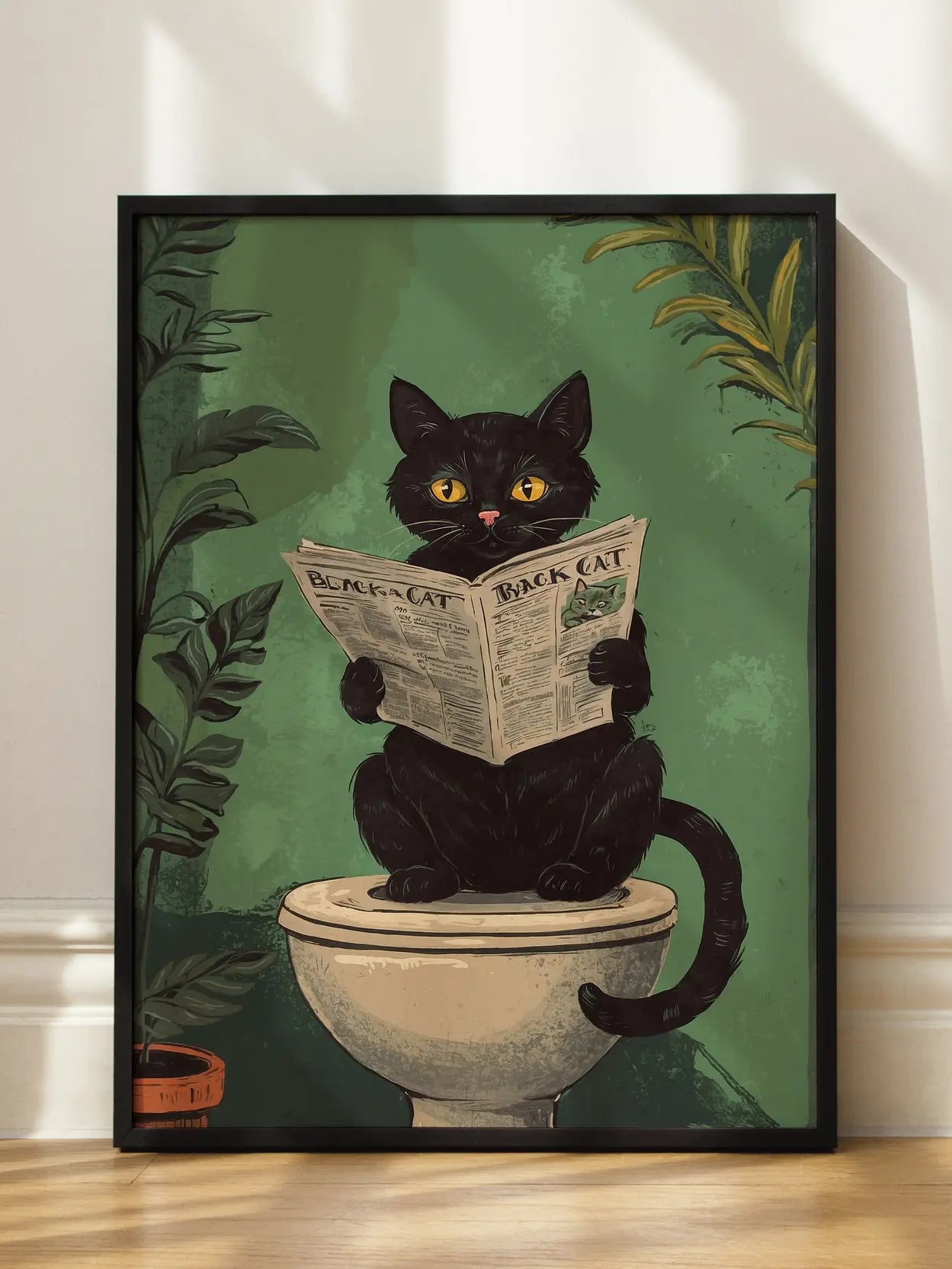 Black Cat Reading Poster