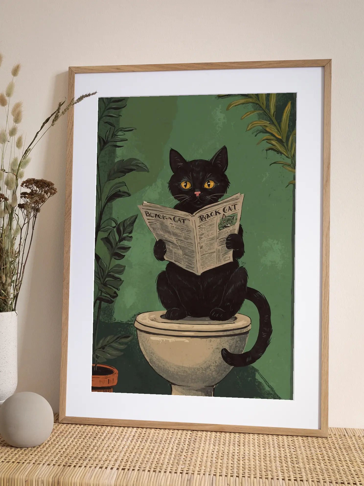 Black Cat Reading Poster