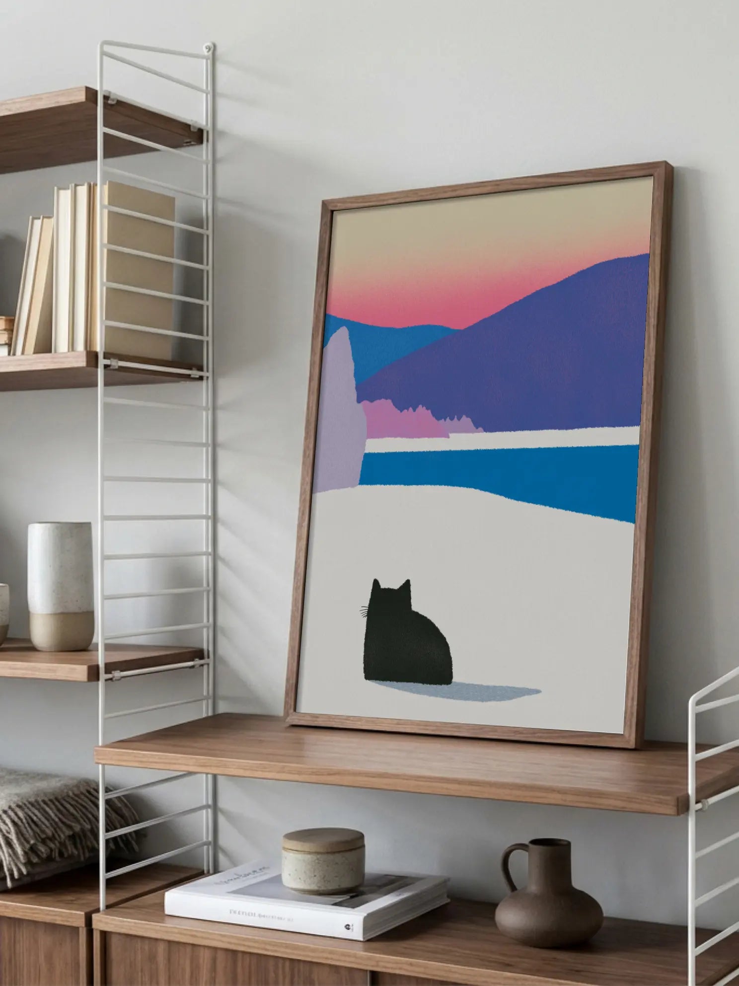 Black Cat Sunset Poster