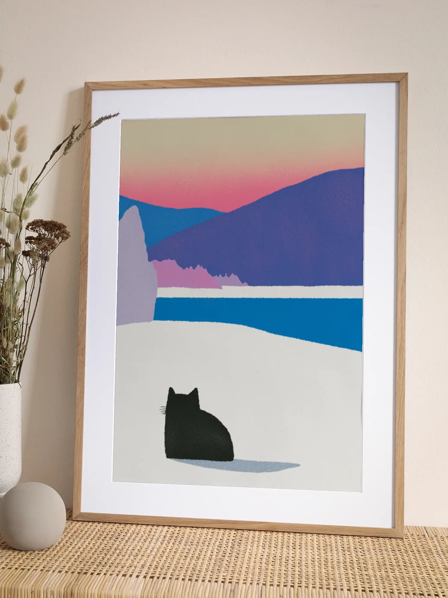 Black Cat Sunset Poster