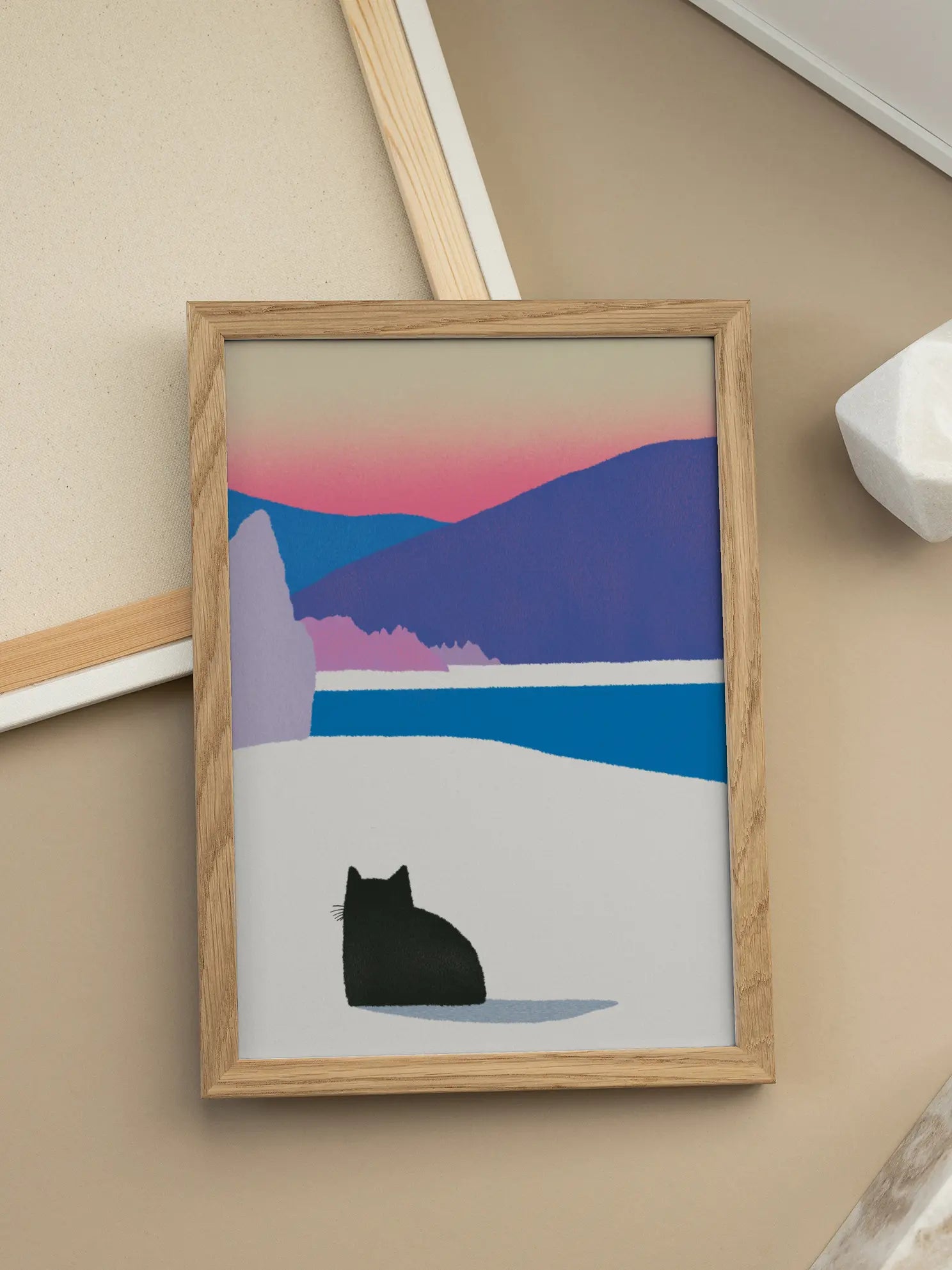 Black Cat Sunset Poster