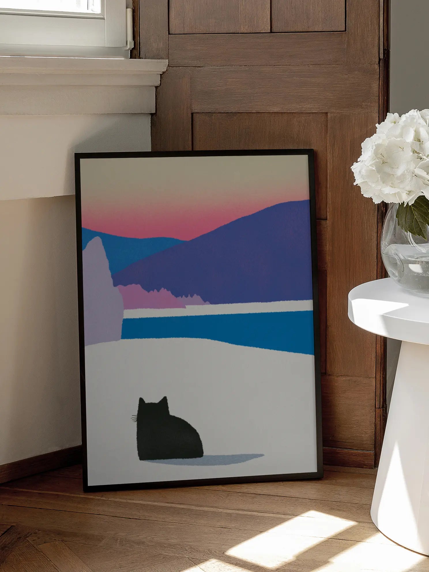 Black Cat Sunset Poster