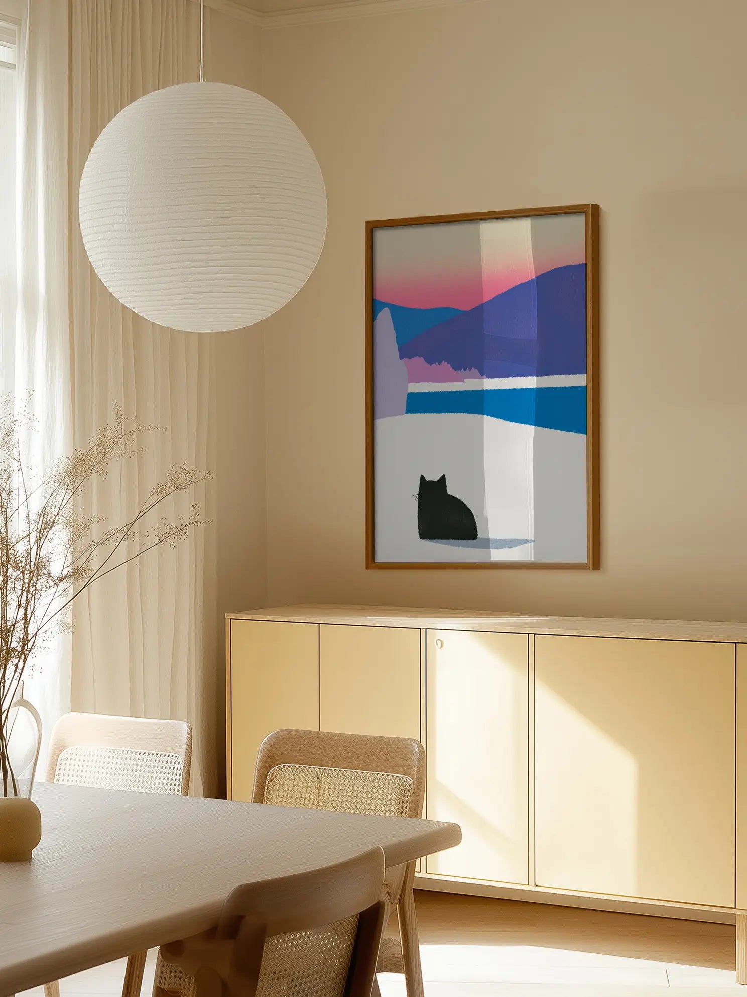 Black Cat Sunset Poster
