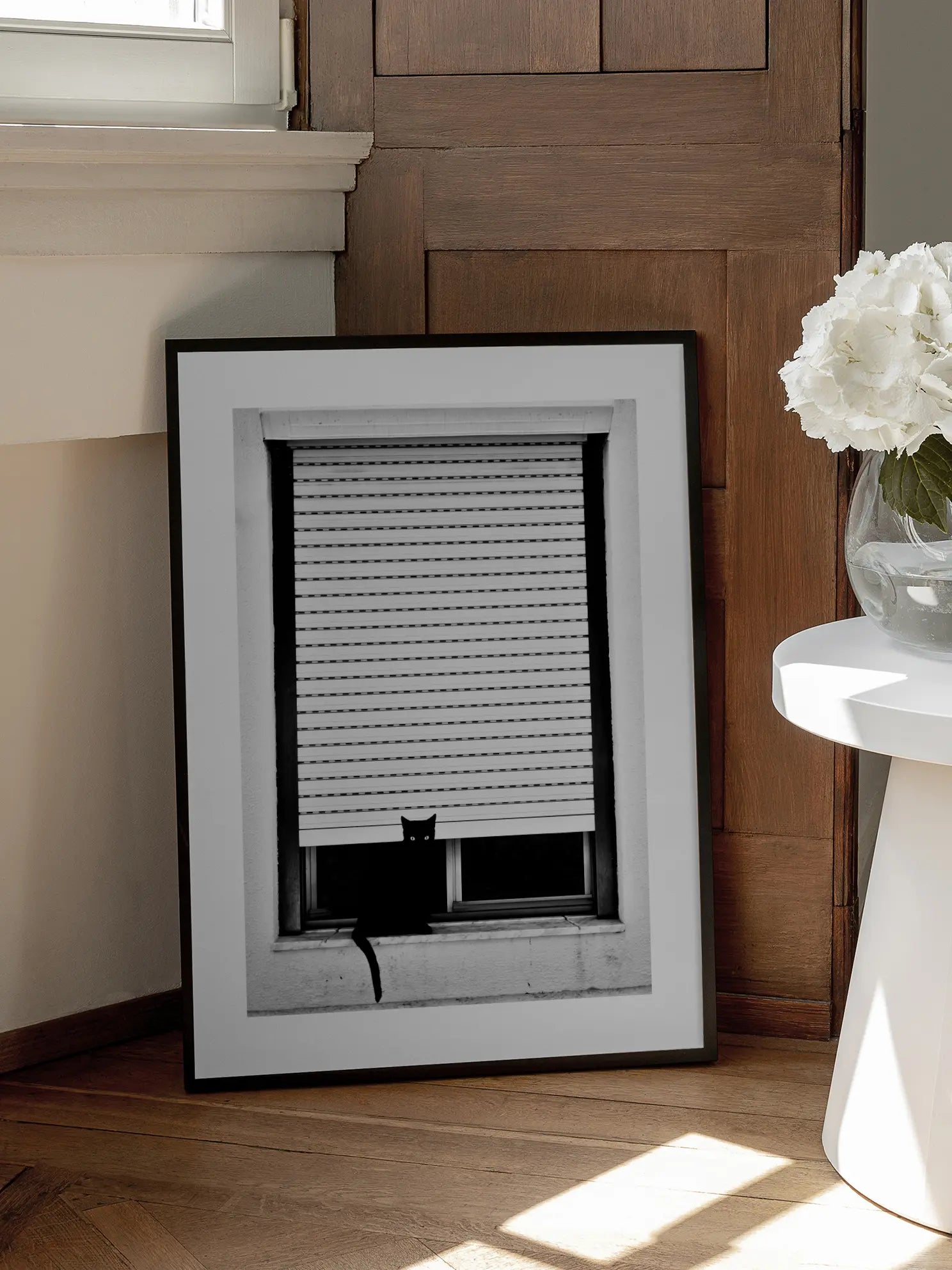 Black Cat in Window Poster