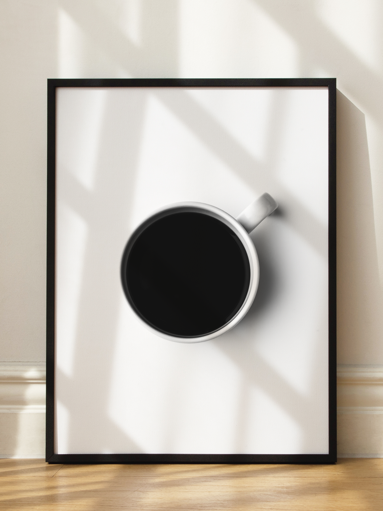 Black Coffee Set Against A Stark White Background