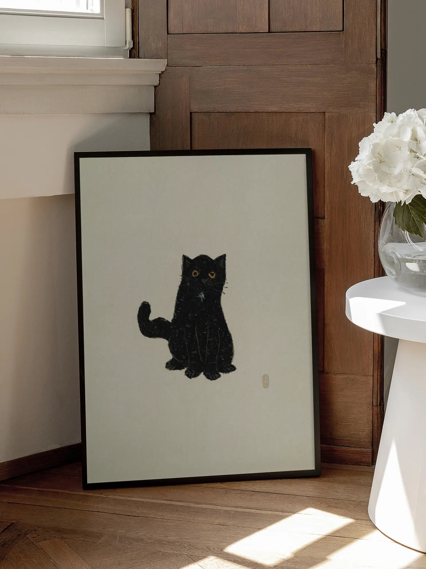Black Minimalist Cat Poster