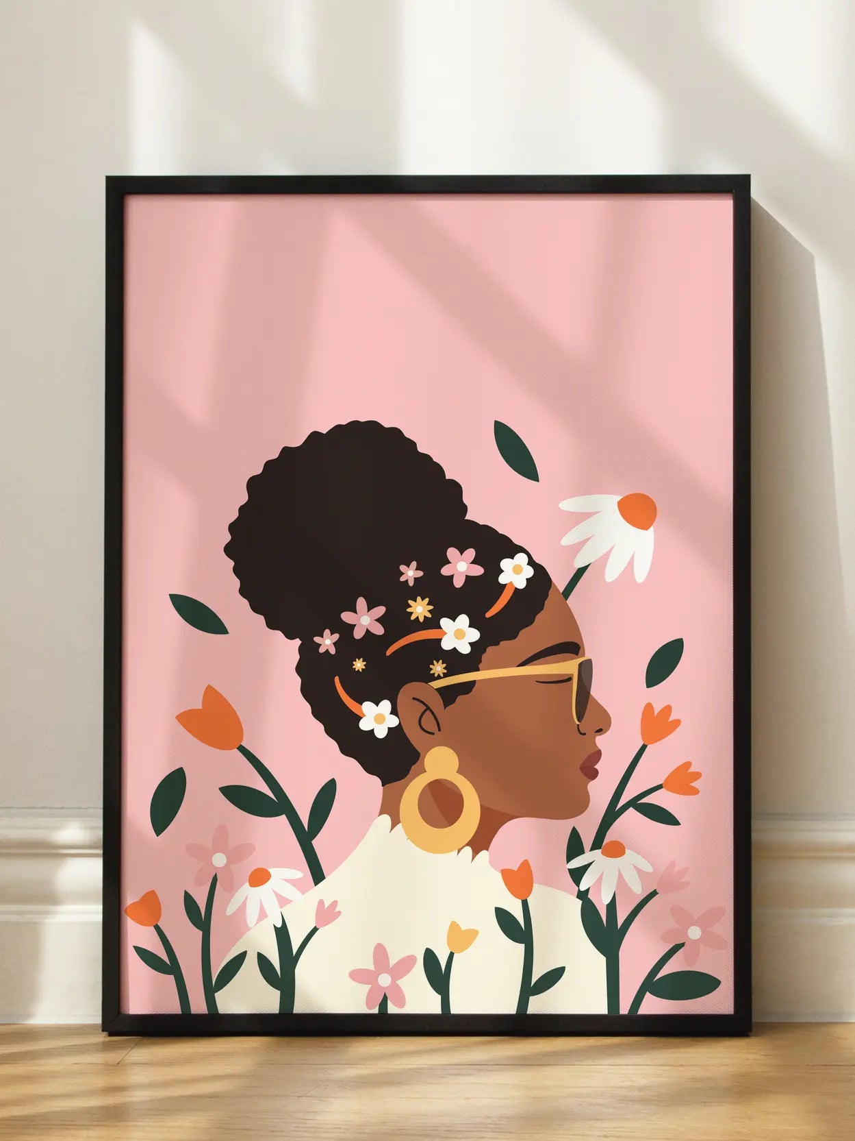 Black Woman With Floral Hair