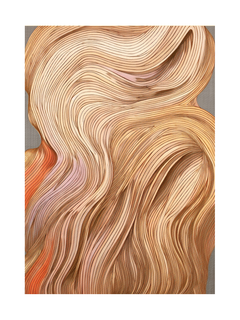 Illustration von blonden Haaren in wellenförmigen Linien mit warmen Tönen.