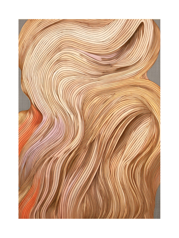 Illustration von blonden Haaren in wellenförmigen Linien mit warmen Tönen.