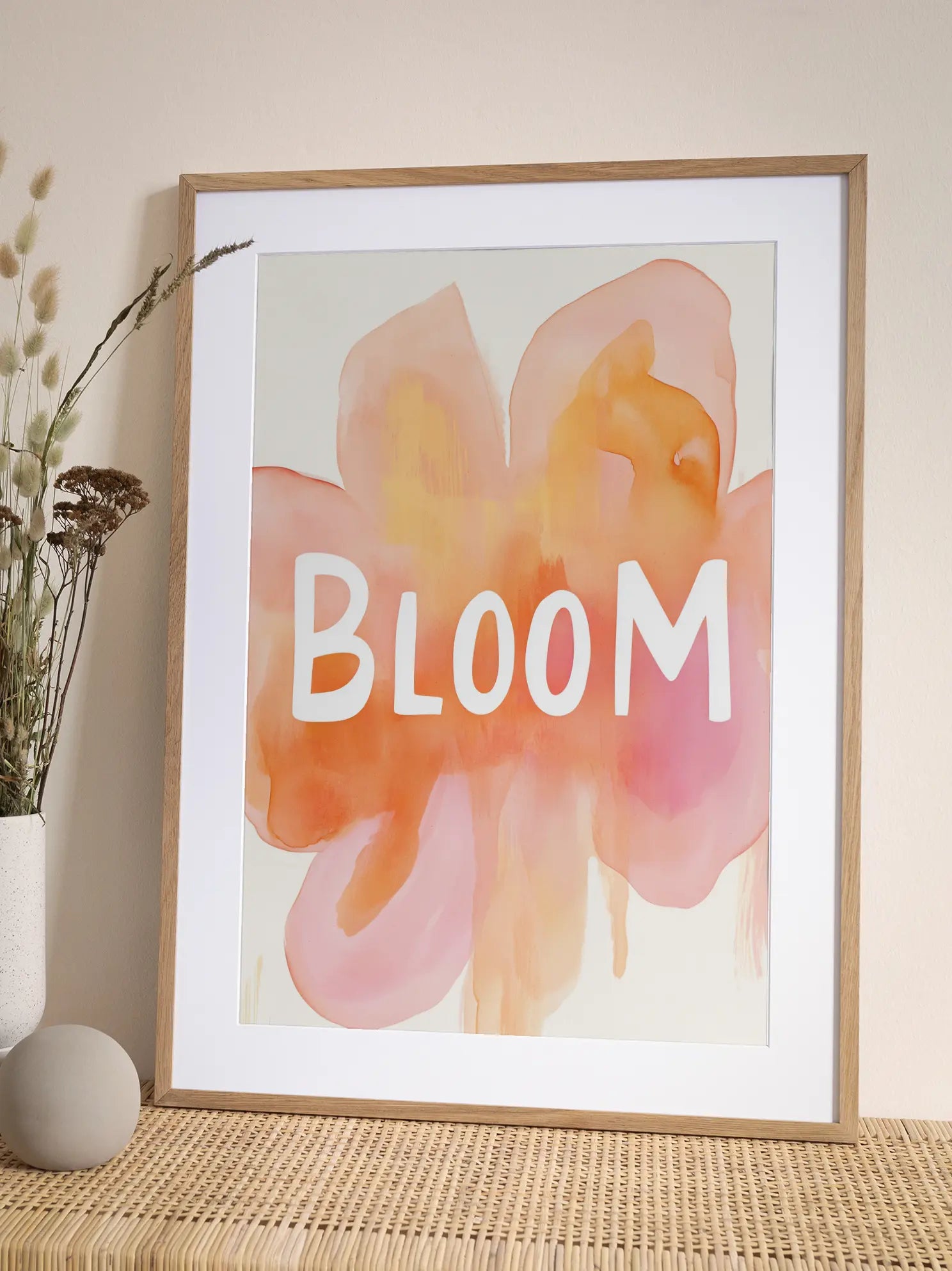 Bloom Text Abstract Flower Poster