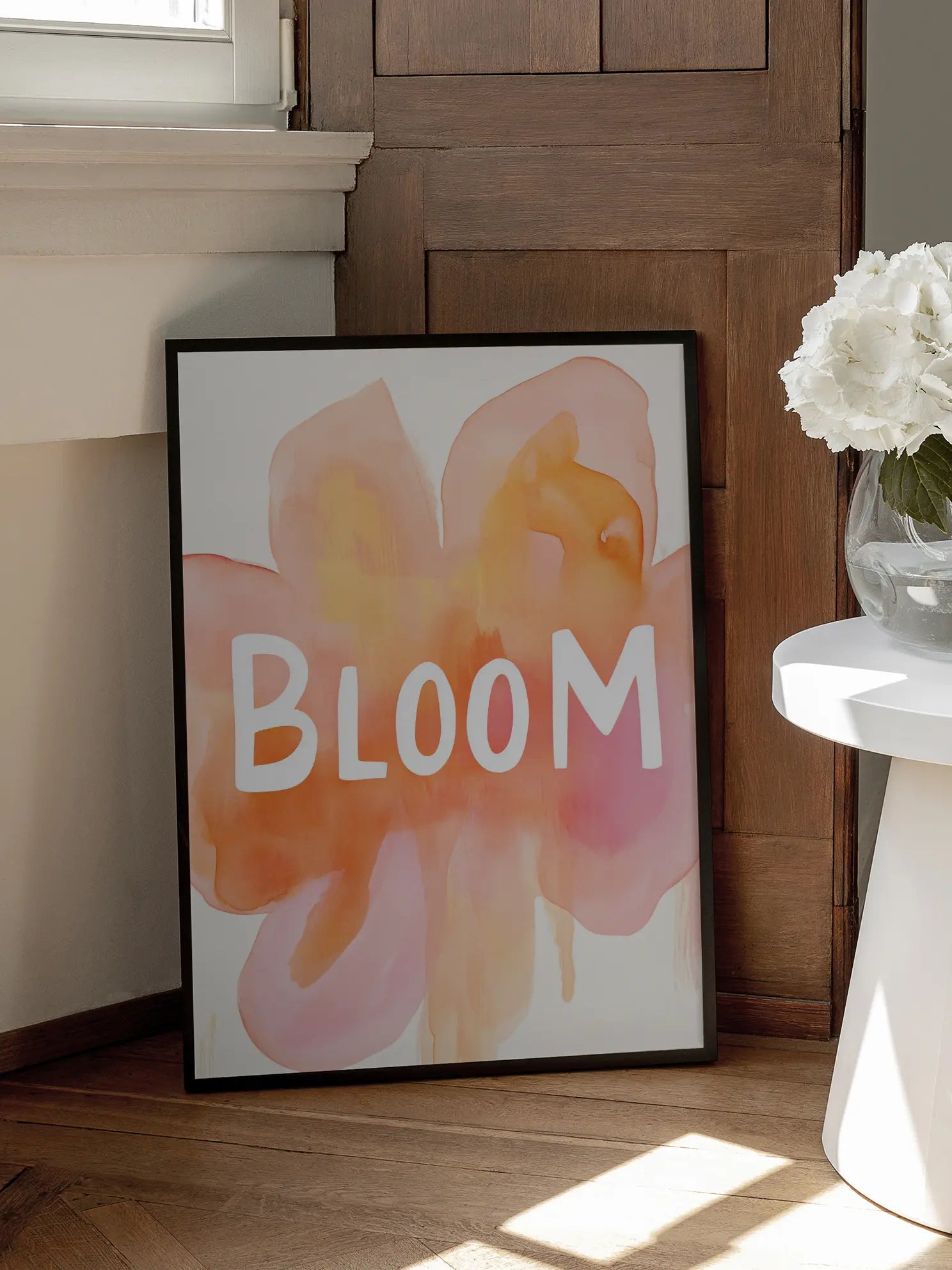 Bloom Text Abstract Flower Poster
