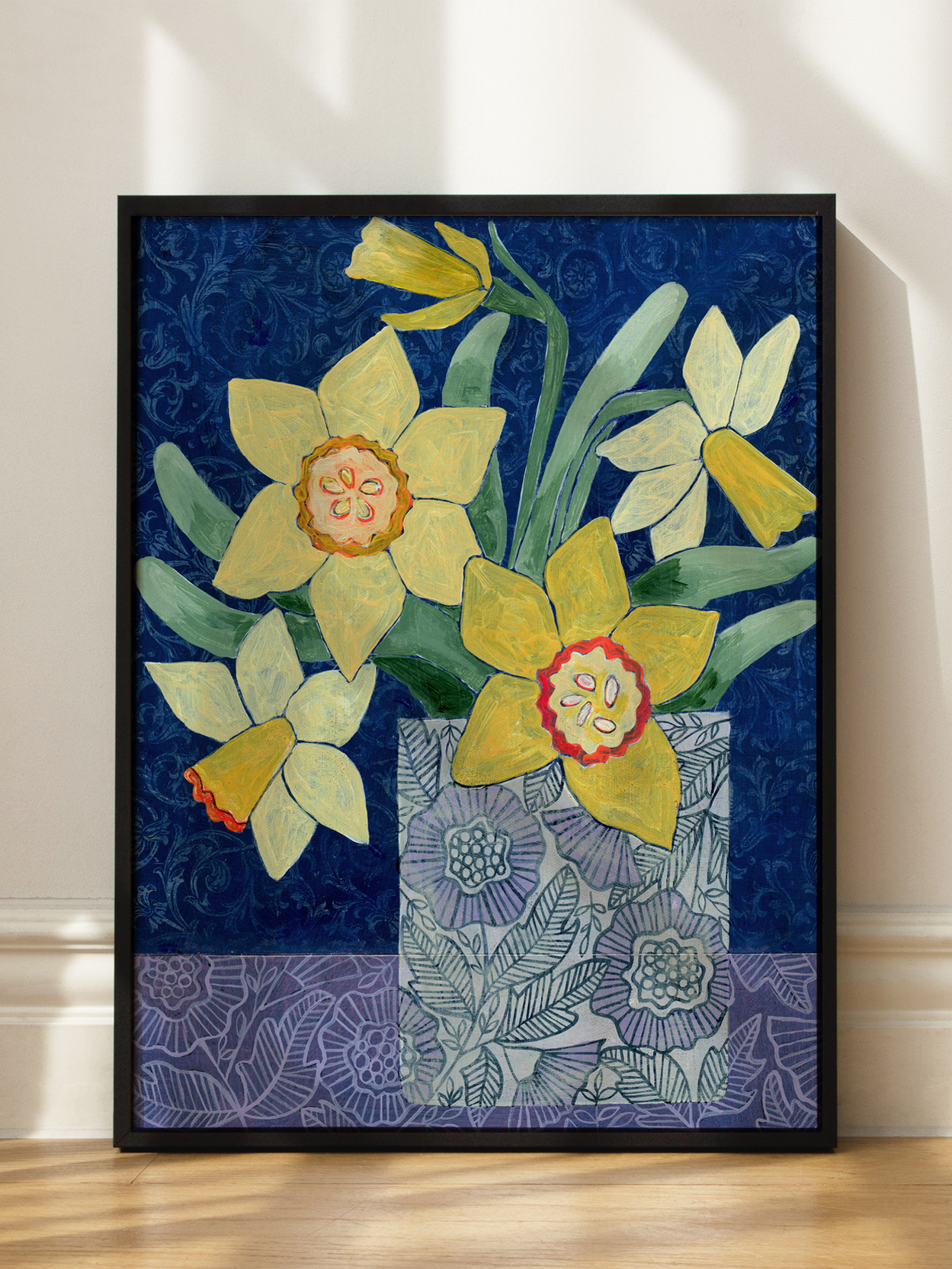 Blue Background Daffodils