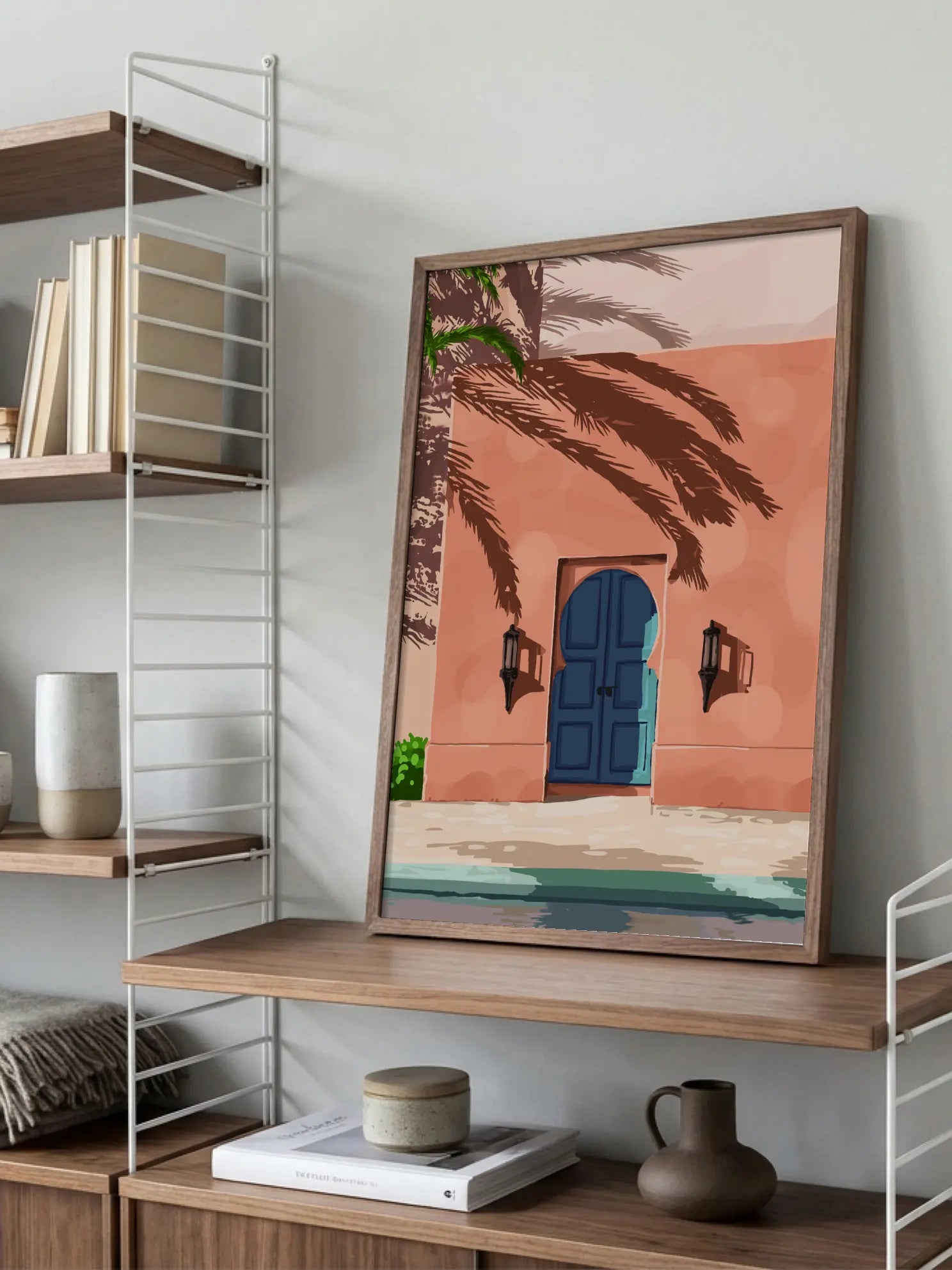 Blue Door In Terracotta Wall Poster